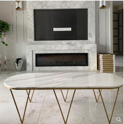 Post modern round tea table white marble tea table living room sofa several stainless steel low table oval coffee table