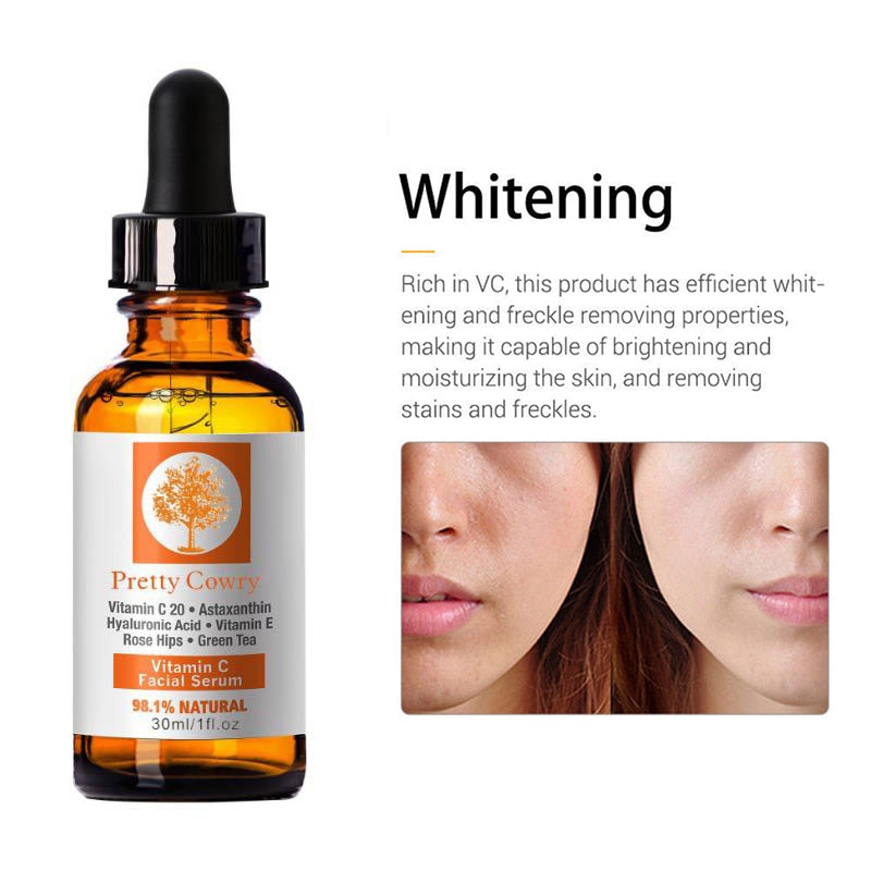 Pretty Cowry 30ml Vitamin C Essence Anti-wrinkle Hyaluronic Acid Serum Whitening Stretch Tight Face Skin Care Serum TSLM1