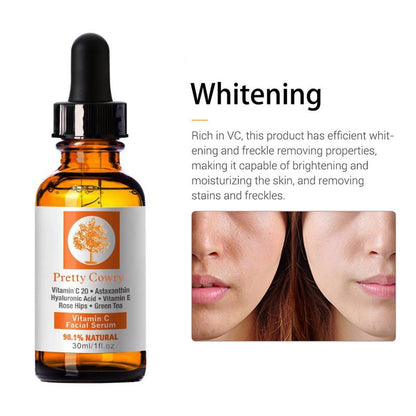 Pretty Cowry 30ml Vitamin C Essence Anti-wrinkle Hyaluronic Acid Serum Whitening Stretch Tight Face Skin Care Serum TSLM1