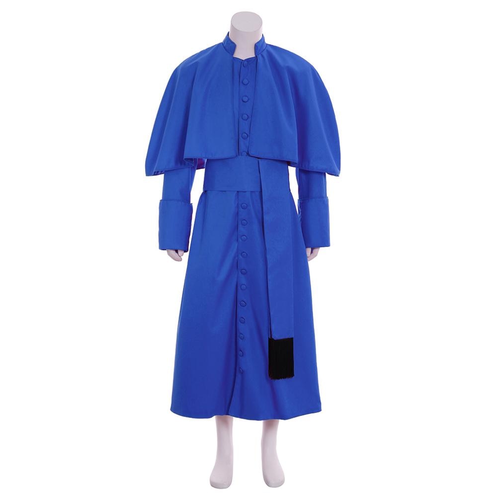 Priest Cassock Robe Gown Costume Roman Clergyman Vestments Robe Gothic Wizard Ritual Cassock Robe L921