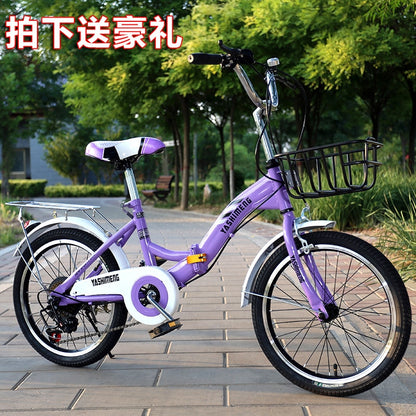 Princess Bicycle Variable Speed Single Speed Folding Bike 18/20/22 Inch Ladies' Cars And Children's Stroller