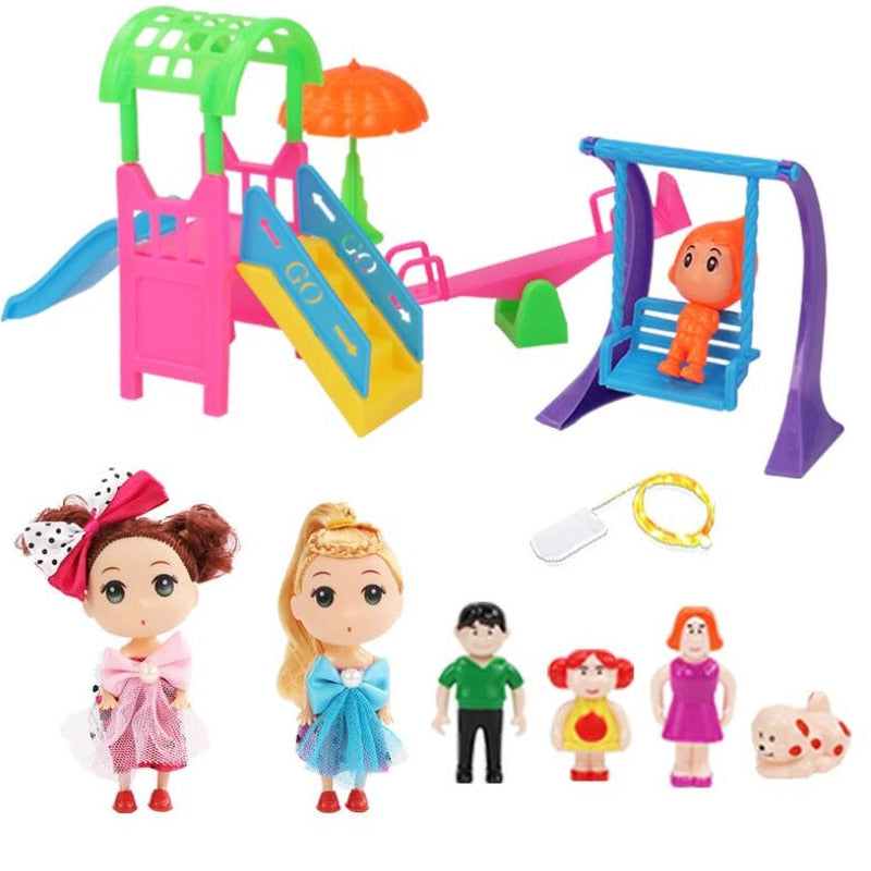 Princess Big Villa DIY Dollhouses Casa Muñecas Pink Castle Play House With Slide Yard Kit Assembled Doll House Toys