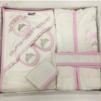 Princess Baby Bath Set Bathrobe. Towel. Slippers. Bath Sponge