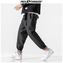 Charger l&#39;image dans la galerie, Privathinker Men&#39;s 2020 Streetwear Loose Denim Pants Men Autumn Winter Striped Oversize Harem Pants Male Fashion Pockets Jeans
