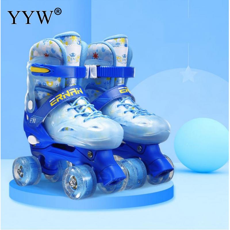 Professional Roller Skates Roller Skates For Girls Boys Beginner Kids Children'S Double Row Flat Shoes Skates Inline Skates PINK