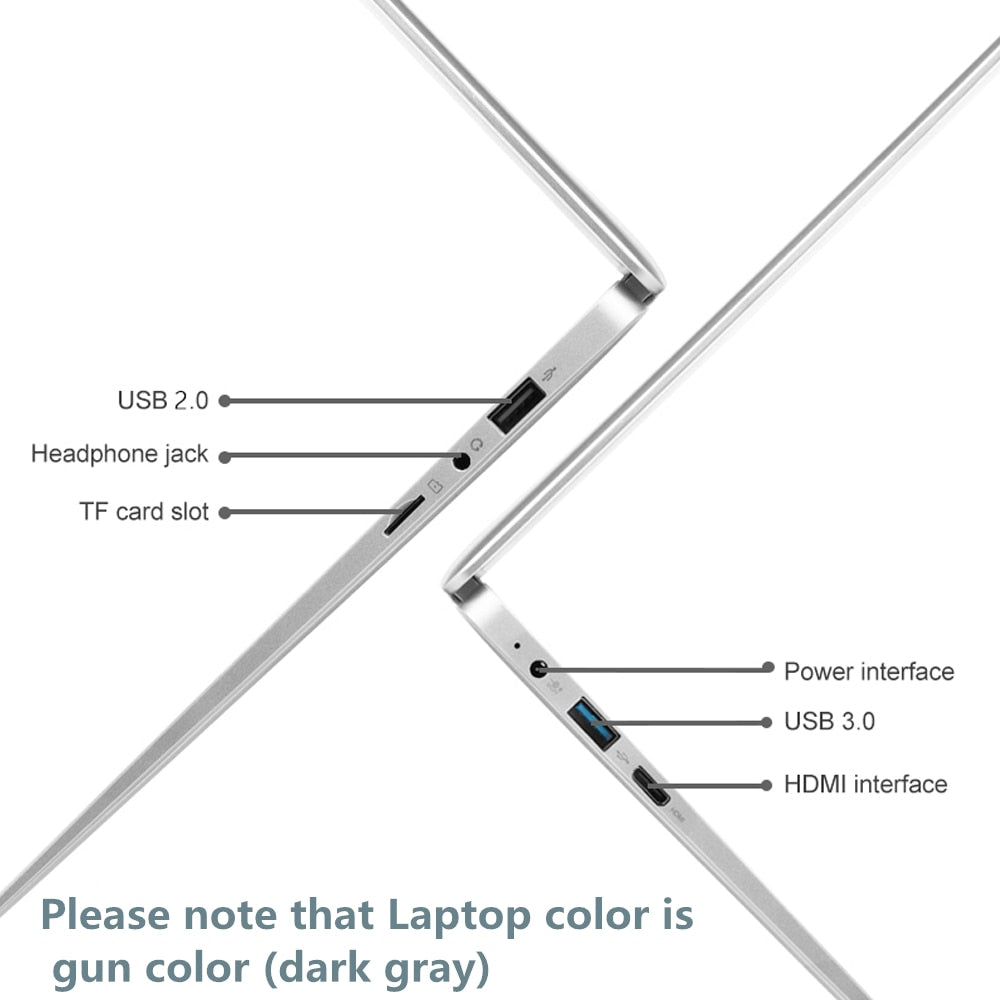 Promotion Intel 13.3 inch Laptop Windows 10 Ram 6GB Rom 128GB 256GB SSD Student Laptop portable Wifi Computer