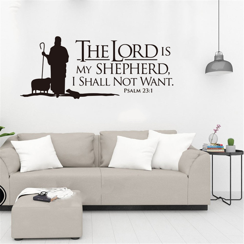 Psalms 23 The LORD is My Shepherd Wall lettering Mural Vinyl Decals Bible Verse Wall Art Vinyl Stickers Christian