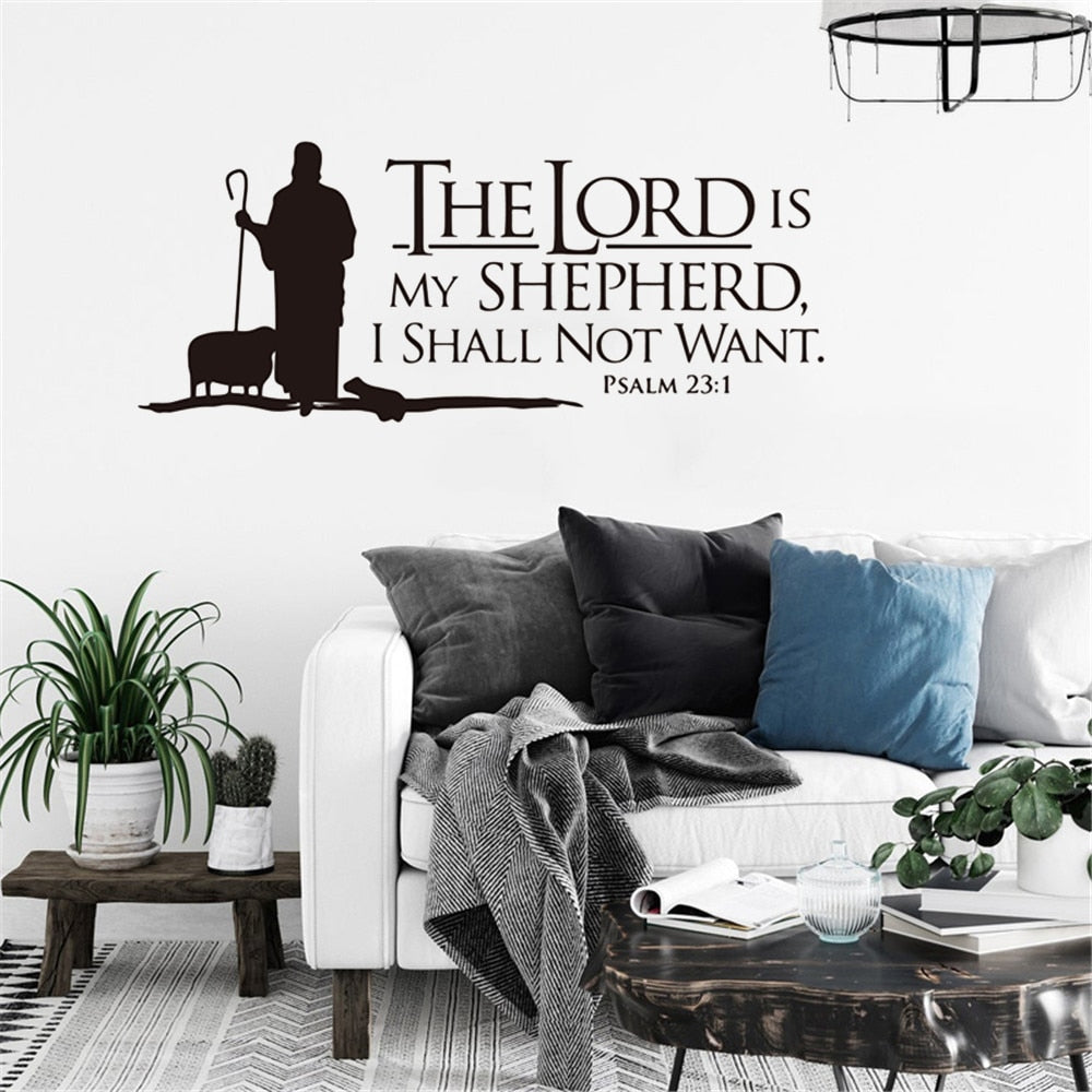 Psalms 23 The LORD is My Shepherd Wall lettering Mural Vinyl Decals Bible Verse Wall Art Vinyl Stickers Christian