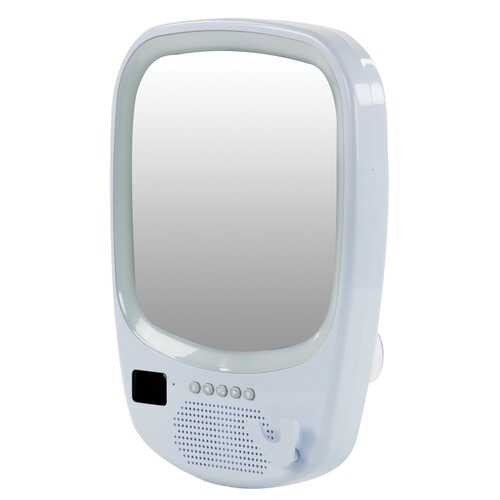 QFX R-70S Fogless Light-up Mirror and Bluetooth Splashproof Speaker with AM/FM Radio