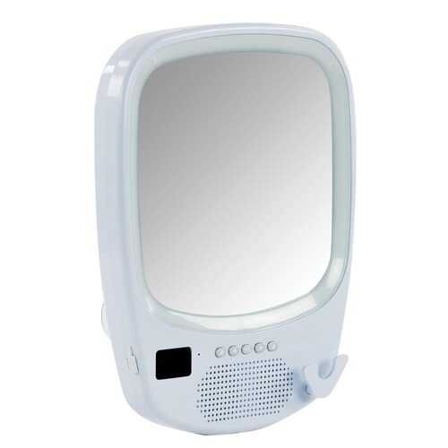 QFX R-70S Fogless Light-up Mirror and Bluetooth Splashproof Speaker with AM/FM Radio