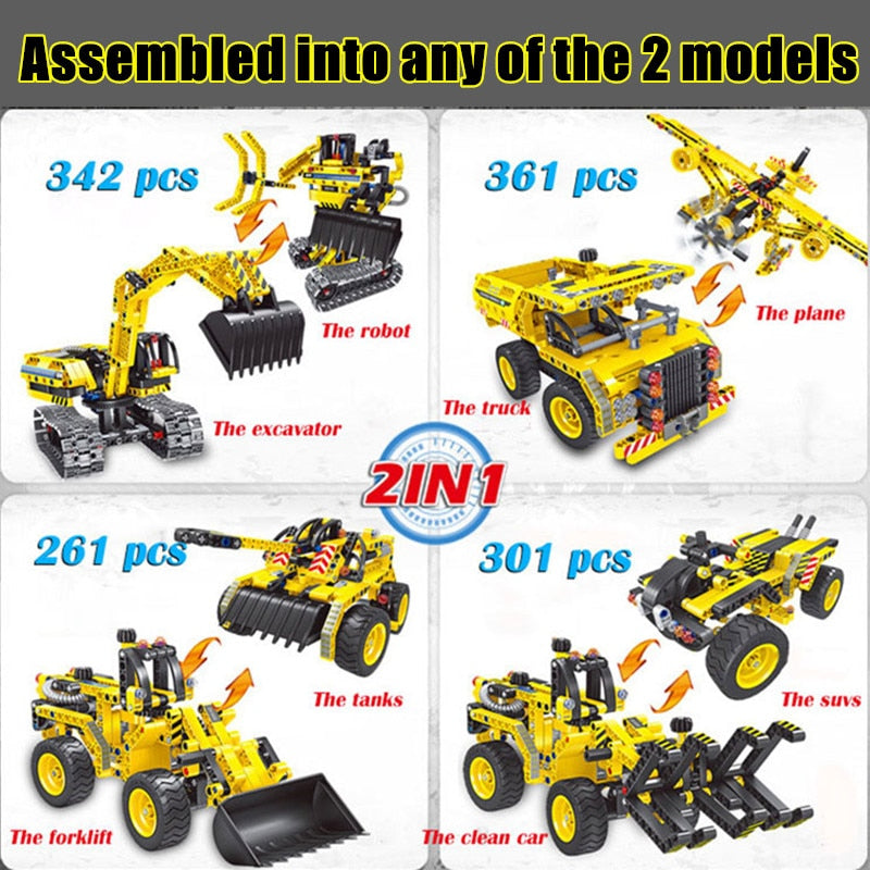 QIHUI Blocks Engineering Bulldozer Crane Technic Truck City Building Block Construction Set Vehicle Car Toy For Children Gift