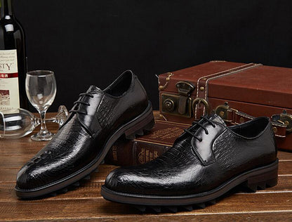 Crocodile Skin Leather Men's Dress Shoes Pointed Toe Genuine Leather Luxury Men Business Men's Formal Shoes