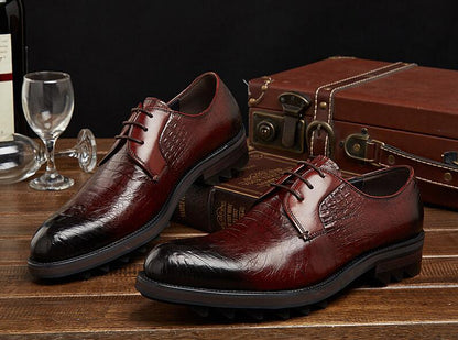 Crocodile Skin Leather Men's Dress Shoes Pointed Toe Genuine Leather Luxury Men Business Men's Formal Shoes