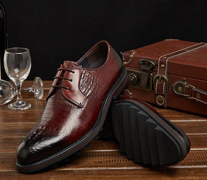 Crocodile Skin Leather Men's Dress Shoes Pointed Toe Genuine Leather Luxury Men Business Men's Formal Shoes