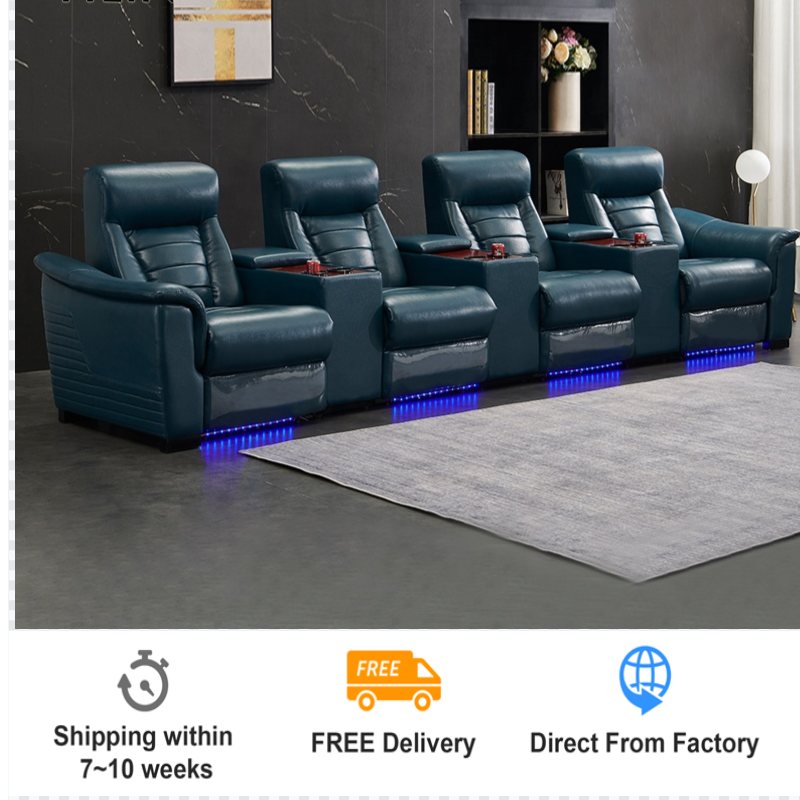 R642 New Modern Theater Furniture Movie Recliner Chair with LED Light Home Theatre Power Reclining Sofa Recliner Theater Seat