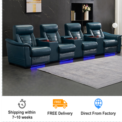 R642 New Modern Theater Furniture Movie Recliner Chair with LED Light Home Theatre Power Reclining Sofa Recliner Theater Seat