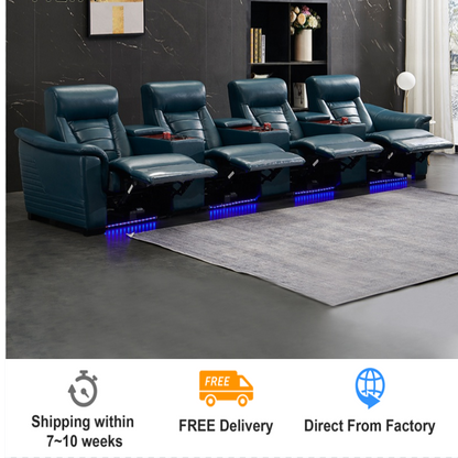R642 New Modern Theater Furniture Movie Recliner Chair with LED Light Home Theatre Power Reclining Sofa Recliner Theater Seat