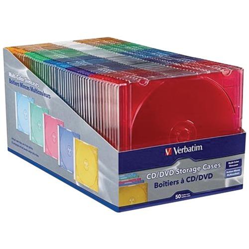 Verbatim Color Cd And Dvd Slim Cases, 50 Pk (pack of 1 Ea)