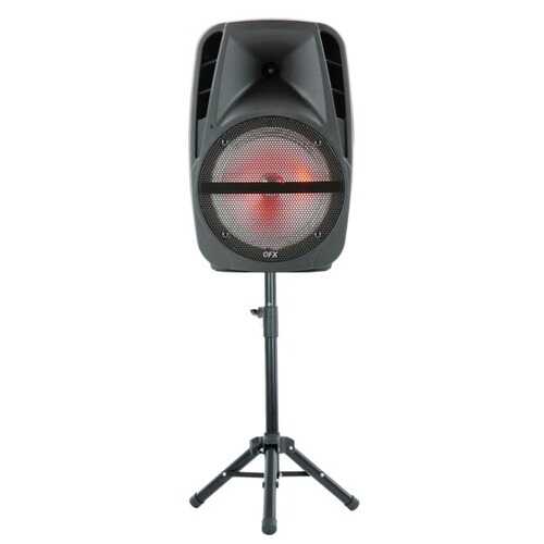 Qfx 15-inch Portable Party Speaker With Wireless Microphone And Stand (pack of 1 Ea)