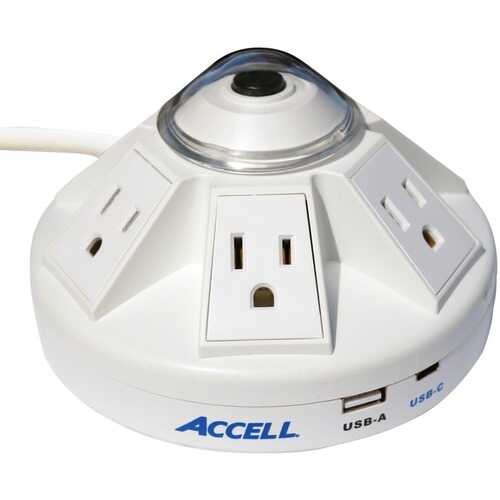 Accell Powramid C Power Center Surge Protector With Usb-a And Usb-c Charging Station (white) (pack of 1 Ea)