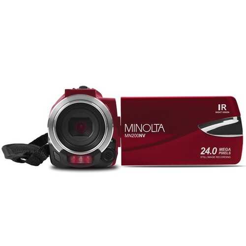 Minolta Mn200nv 1080p Full Hd Ir Night Vision Wi-fi Camcorder (red) (pack of 1 Ea)