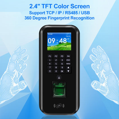 RFID Access Control System Realand 2.4inch TCP/IP/RS485 Biometric Fingerprint Time Attendance Machine Employee Check-in Recorder