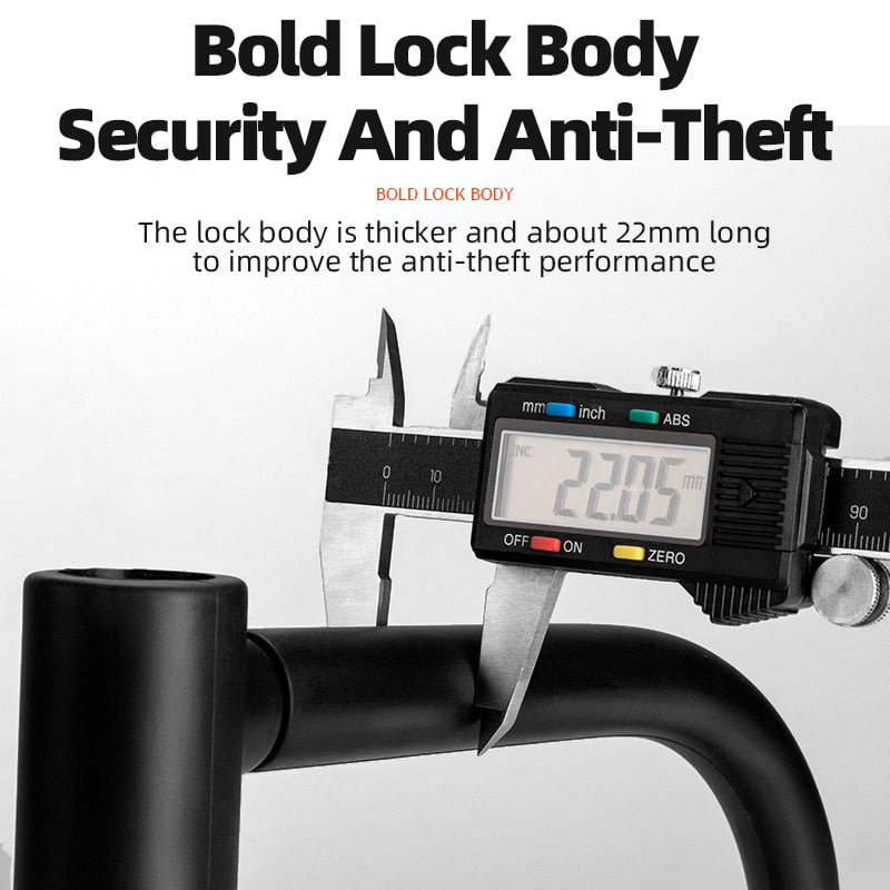 ROCKBROS  Bicycle U Lock MTB Road Bike Wheel Lock 3 Keys Anti-theft Safety Motorcycle Scooter Cycling Lock Bicycle Accessories