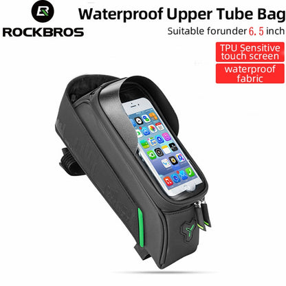 ROCKBROS Bike Bag Front Phone Bicycle Bag For Bicycle Tube Waterproof Touch Screen Saddle Package For 6.5Inch Bike Accessories