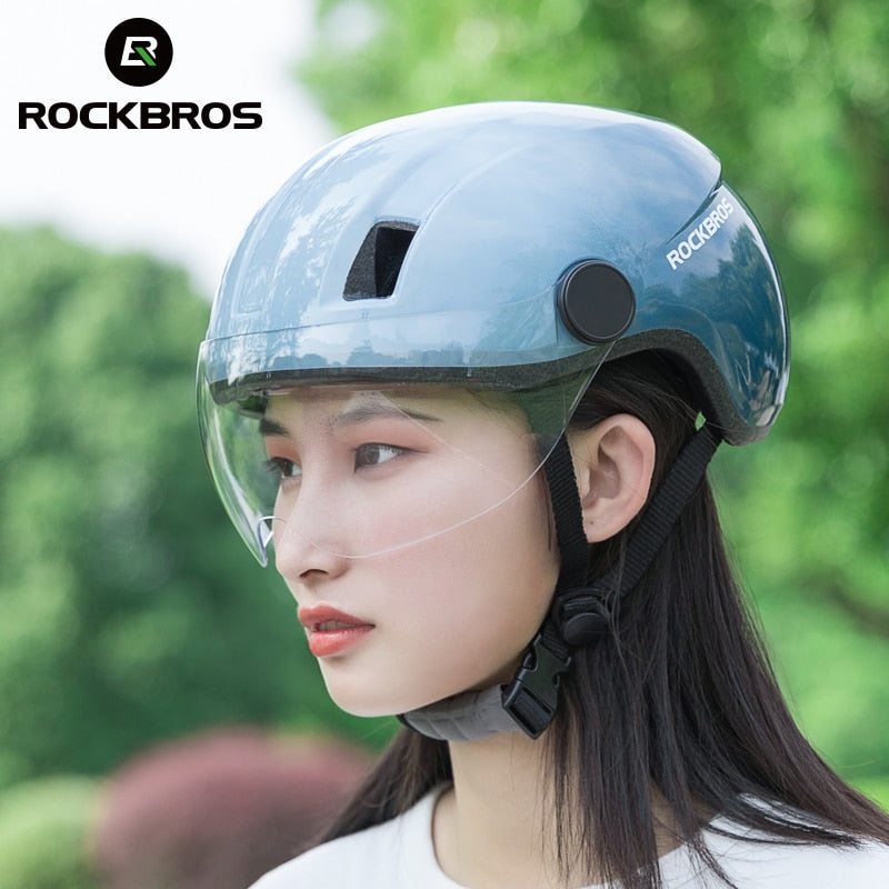 ROCKBROS Electric Bicycle Helmet Men Women MTB Road Bike Helmet With Goggles Motercycle Safety Helmet Protection Cycling Helmet