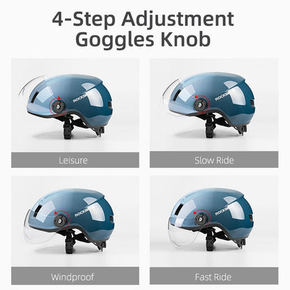ROCKBROS Electric Bicycle Helmet Men Women MTB Road Bike Helmet With Goggles Motercycle Safety Helmet Protection Cycling Helmet