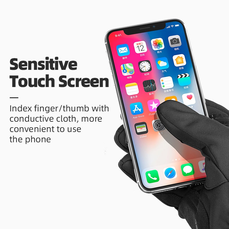 ROCKBROS Winter Bike Gloves Smartwatch Phone Touch Screen Bicycle Gloves Cycling Motorcycle Fleece Warm Sports Skiing Gloves