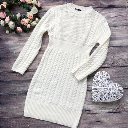 RUGOD New Sweater Dress Women Fashion Hollow Out Knitted Dress Multi Colors Twist Pattern Bodycon Dress 2020 New