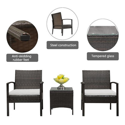 Rattan Sofa Set Garden Furniture 3pcs 2pcs Arm Chairs 1pc Coffee Table Rattan Sofa Set Tempered Glass Stable Sturdy Durable