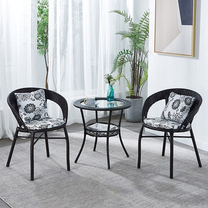 Rattan chairs Outdoor furniture Suit Courtyard  garden terrace and balcony Table and chair combination hand-woven back chair