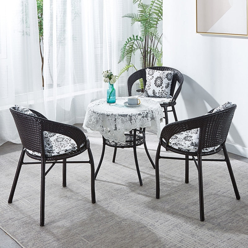 Rattan chairs Outdoor furniture Suit Courtyard  garden terrace and balcony Table and chair combination hand-woven back chair