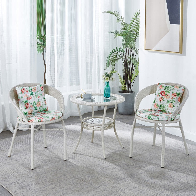 Rattan chairs Outdoor furniture Suit Courtyard  garden terrace and balcony Table and chair combination hand-woven back chair