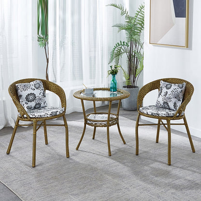 Rattan chairs Outdoor furniture Suit Courtyard  garden terrace and balcony Table and chair combination hand-woven back chair