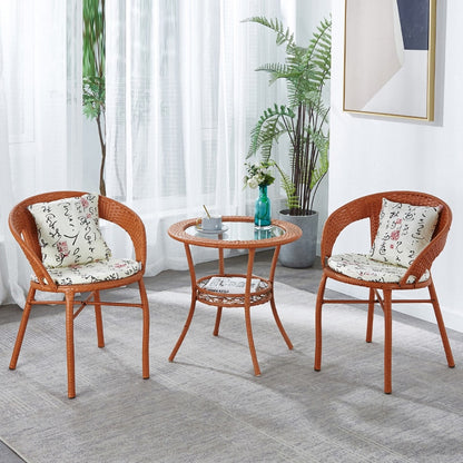 Rattan chairs Outdoor furniture Suit Courtyard  garden terrace and balcony Table and chair combination hand-woven back chair
