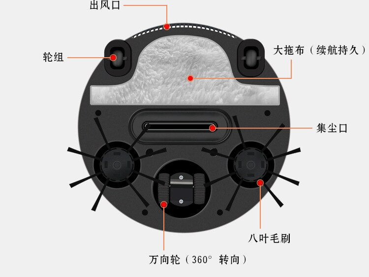 Rechargeable Smart Robotic Vacuum Cleaner for Home Sweeping Robot Wireless Vacuum Automatic Sweeping Mopping Vacuuming Wet Dry