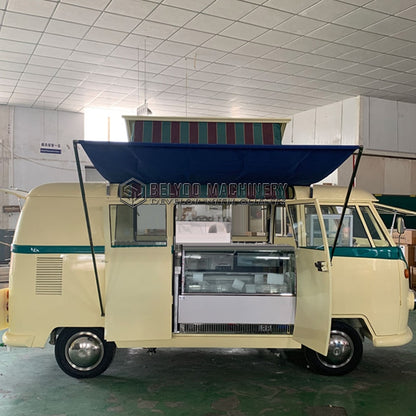 Retro Camper House Trailer Cooking Catering Car VW T1 Concession Food Truck Trailer Mobile Kitchen