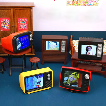 Retro Mini Portable TV Television Watch TV Dollhouse Scene ob11 Model Miniature TV Model Toys