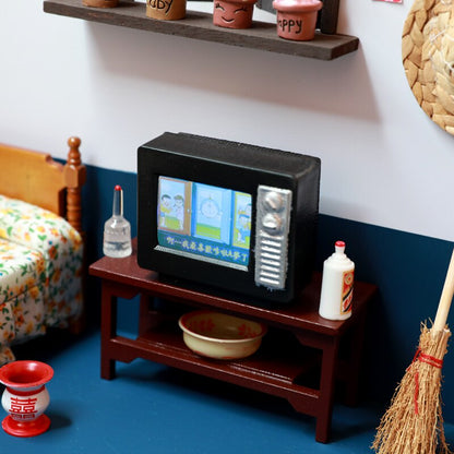 Retro Mini Portable TV Television Watch TV Dollhouse Scene ob11 Model Miniature TV Model Toys