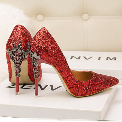 Rhinestone Women's Shoes High Heels Sequin Sexy Party Wedding Bridal Shoes Metal Heel Stiletto Woman Pumps Pointed Ladies Shoes