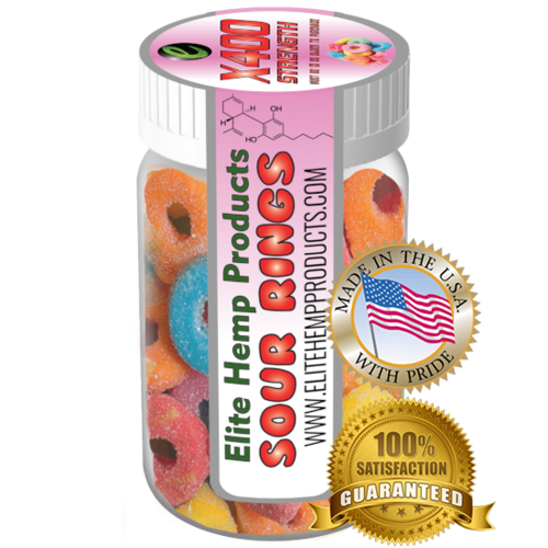 Elite Gummies Hemp Infused Sour Rings x400 Strength (Classic)