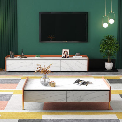 Rock Board Tea Table TV Cabinet Unit  Rectangular Northern European Small-Sized Marble Tea Table. Coffee Table