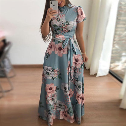 Rogi Summer Long Dress 2019 Floral Print Boho Beach Dress Tunic Maxi Dress Women Elegant Evening Party Dresses Vestidos Verano