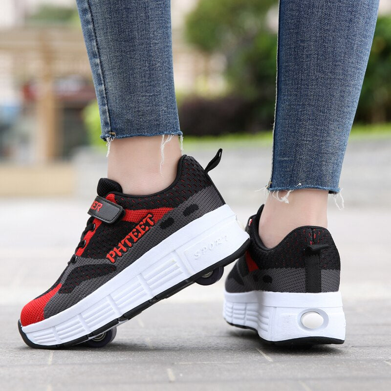 Kids Roller Skate Shoes Boy Girl Wheels Sneakers with Wheels Children Boys Girls Roller Sneakers Fashion Tennis Shoes Casual Shoes