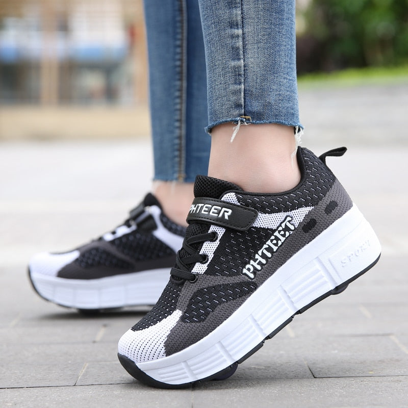 Kids Roller Skate Shoes Boy Girl Wheels Sneakers with Wheels Children Boys Girls Roller Sneakers Fashion Tennis Shoes Casual Shoes