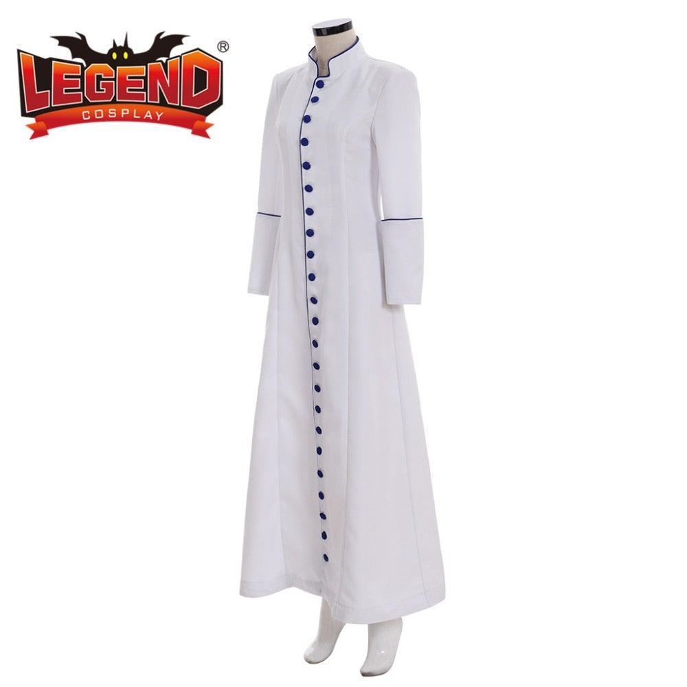 Roman women white Priest Cassock Robe Gown Clergyman Vestments Medieval Ritual Robe