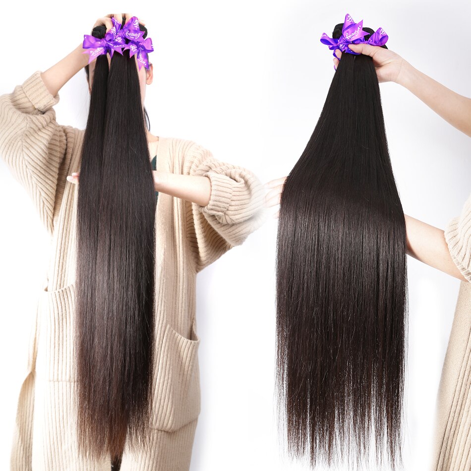Rosa Beauty 8 to 28 30 40 Inch Natural Color Brazilian Hair Weave 1 3 4 Bundles Straight 100% Remy Human Hair Extensions Weft